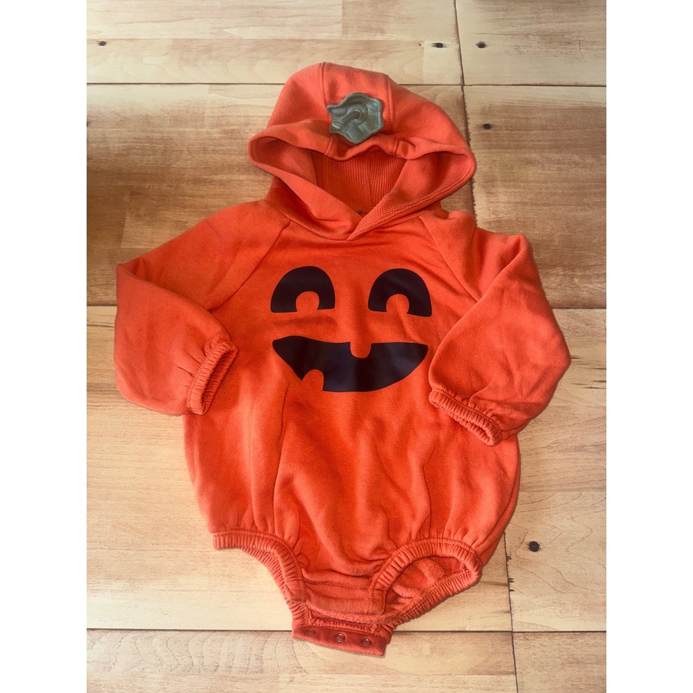 Old Navy Baby Orange Pumpkin Halloween Costume Hoodie Romper‎ 18 24 Months